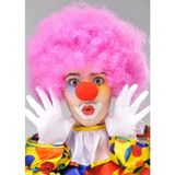 Pembe Renk Kıvırcık Afro Bonus Peruk Takma Saç Kırmızı Burun Seti