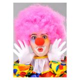 Pembe Renk Kıvırcık Afro Bonus Peruk Takma Saç ve Kırmızı Burun Seti (5440)