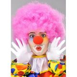 Pembe Renk Kıvırcık Bonus Peruk Kırmızı Burun Seti