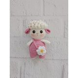 Pembe Renk Maskot Kuzu Amigurumi Organik Anahtarlık Oyuncak Ve Çanta Süsü