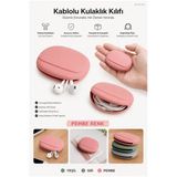 Pembe Renk, Silikon Taşıma Kılıfı, Kablolu Kulaklık Organizer Çantası, Kulak İçi Kulaklık Koruyucu, Saklama Kabı, Universal Uyumlu