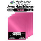 Pembe Renkli 35X50 Metalik Aynalı Fon Kartonu 5 Adet 1 Paket Artmaster Metalik Aynalı Fon Kartonu