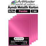 Pembe Renkli 50X70 Metalik Aynalı Fon Kartonu 5 Adet 1 Paket Artmaster Metalik Aynalı Fon Kartonu - Standart