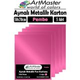 Pembe Renkli 50X70 Metalik Aynalı Fon Kartonu 5 Adet 1 Paket Artmaster Metalik Aynalı Fon Kartonu