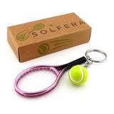 Pembe Renkli Tenis Raketi Ve Topu Pvc Anahtarlık KC349