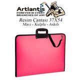 Pembe Resim Çantası Fermuarlı Kulplu 37X54 Cm 1 Adet Teknik Resim Dosya Çantası 35X50 Cm Askılı Proje Çantası Okul Sınıf