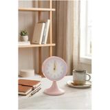 Pembe Retro Dekoratif Masa Saati 13 Cm Şık Başucu Alarm Saati Ofis Ev Hediyelik Modern Vintage Saat