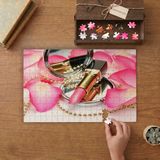 Pembe Ruj ve Güller Tasarımı 240 Parça Ahşap Puzzle Ahşap Kutuda MP00287