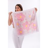 Pembe Rüya Çiçekleri Model Fular Bandana Şal Estascarf 70X70 cm - Renkli