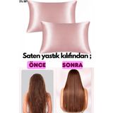 Pembe Saten Yastık Kılıfı ve Toka Seti, Bakımlı ve Şık Görünüm Sağlar. - Ahşap - Bej