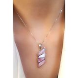 Pembe sedef taşlı 925 ayar gümüş modern kolye