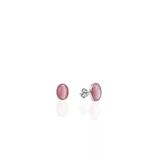 Pembe Sedef Taşlı Oval Gümüş Küpe 0.8X0.6cm [Oyok374]
