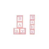 Pembe Şeffaf Balon Kutusu, BABY ve GIRL Yazılı, 4'lü Set, Kız Bebek Doğum Günü ve Baby Shower Süslemesi