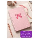 Pembe Sert Kapak Spiralli Kareli Defter 17X24cm 120 Yaprak 1 Adet Not Defteri Okul Büro Ofis Defteri