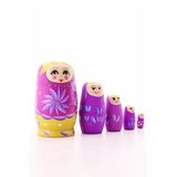 Pembe Set 5Li Büyük Boy Ahşap Tombul Iç Içe Matruşka Bebek Dekoratif