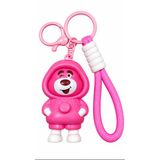 Pembe Sevimli Ayıcık Figürlü Örgü İpli Anahtarlık