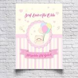 Pembe Sevimli Ayıcık Temalı Baby Shower Afişi 100x150 Cm