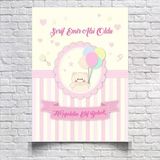 Pembe Sevimli Ayıcık Temalı Baby Shower Afişi 35x50 Cm
