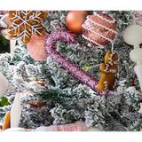 Pembe Simli Noel Şekeri Dekoratif Süs, Yılbaşı Ağacı İçin, Kırmızı-Beyaz Çizgili, 25 cm