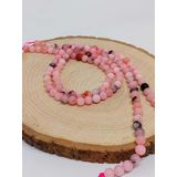 Pembe Siyah Alacalı Opal Taşı Dizi 6mm