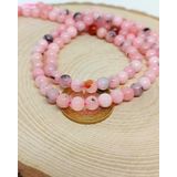 Pembe Siyah Alacalı Opal Taşı YARIM Dizi 6mm (18cm uzunluğundadır)