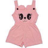Pembe Siyah Kedi Gözü Baskılı Belden Lastikli Askılı Kız Çocuk Tulum - 1015897 - 4 - 5 Yaş