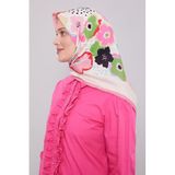 Pembe Soyut Çiçek Desen Aura Eşarp