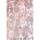 Pembe Soyut Modern Geometrik Etnik Eskitme Desenli Boho Makinada Yıkanabilir Hafif Hav Toz Vermez Leke Tutmaz Kaymaz Taban Dijital Makine Baskı Halı Oturma Odası Salon Yolluk Koridor Mutfak Halısı