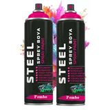 Pembe Sprey Boya 200 ml 2 Adet Hızlı Kuruyan Profesyonel Ahşap Plastik Demir Metal Cam Porselen Duvar Renkli