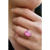 Pembe Swarovski Taşlı 925ayar Gümüş Rose Altın Kaplama Ayarlanabilir Yüzük