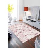 Pembe Taş Desenli Kaymaz Tabanlı Dekoratif Halı TL03