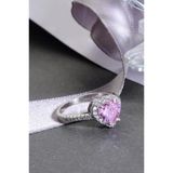 Pembe Taşlı Kalp Yüzük 925 Ayar Gümüş
