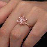 Pembe Taşlı Lotus Çiçeği 925 Gümüş Kadın Yüzük
