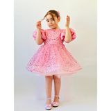Pembe Taşlı Vintage Kız Bebek Elbise,Doğum günü elbise,fotoğraf çekim elbise,1-11 Yaş Uygun
