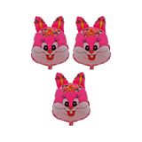 Pembe Tavşan 3 Adet Büyük Boy 40cmx53cm Folyo Balon (Helyum) No:9