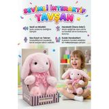 Pembe Tavşan Arkadaşım! Sesli Müzikli Ses Kaydı Ve Ses Tekrarı Yapan Hareketli Kulaklı Oyuncak Peluş