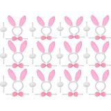 Pembe Tavşan Kostüm Seti - Taç Ponpon Kuyruk 12 Li Paket