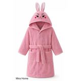Pembe Tavşan Nakışlı Kulaklı Bebek Çocuk Bornozu
