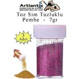 Pembe Toz Sim Tuzluklu 7 Gr 3 Adet Renkli Toz Sim Epoksi Reçine Okul Etkinlik Dekarasyon Slime