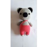 Pembe Tulumlu Şeker Koala Amigurumi Organik Oyuncak