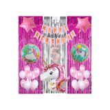 Pembe Unicorn Konsept 5 Yaş Balon Set Gökkuşağı Unicorn Doğum Günü Yaş Balon Set