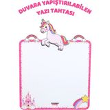 Pembe Unicorn Temalı Çocuk Yazı Tahtası Eğitici ve Aktiviteli Oyuncak - Ahşap - Bej - Seçenek 1