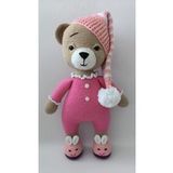 Pembe Uykucu Ayı Uyku Arkadaşı Amigurumi Organik Oyuncak
