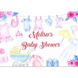 Pembe ve Mavi Bebek Kıyafetleri Baby Shower Afişi 70x100 Cm