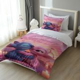 Pembe ve Mavi Stitch Yatak Örtüsü M59 - 001-Renkli - 160 x 220 cm