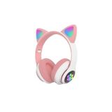 Pembe Vilya Kedi Kulaklığı LED Işıklı, Bluetooth, Çocuk ve Gençler İçin