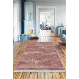 Pembe Vintage Dokuma Pamuk Tabanlı Kaymaz Kilim Klm233