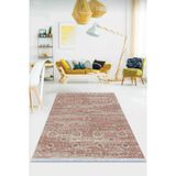 Pembe Vintage Dokuma Pamuk Tabanlı Kaymaz Kilim Klm304