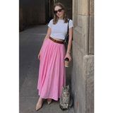 Pembe Vual Kumaş Basic Kadın Uzun Boy Kadın Etek MG2366 - XL
