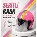 Pembe Yarım Kask Motosiklet Kaskı Scooter Motor Bisiklet Kaskı Açık Model
